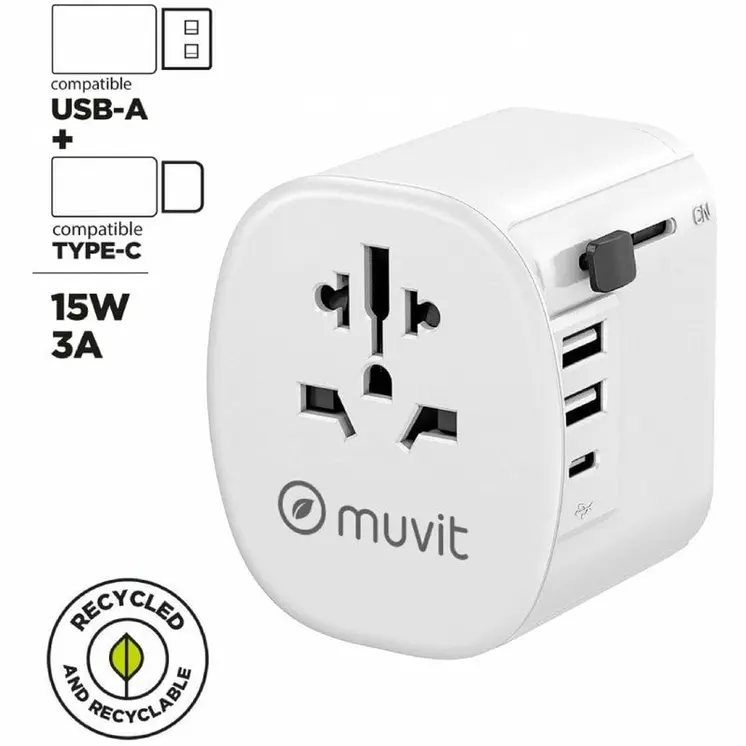 Wall Charger Muvit MCADP0006 15 W White