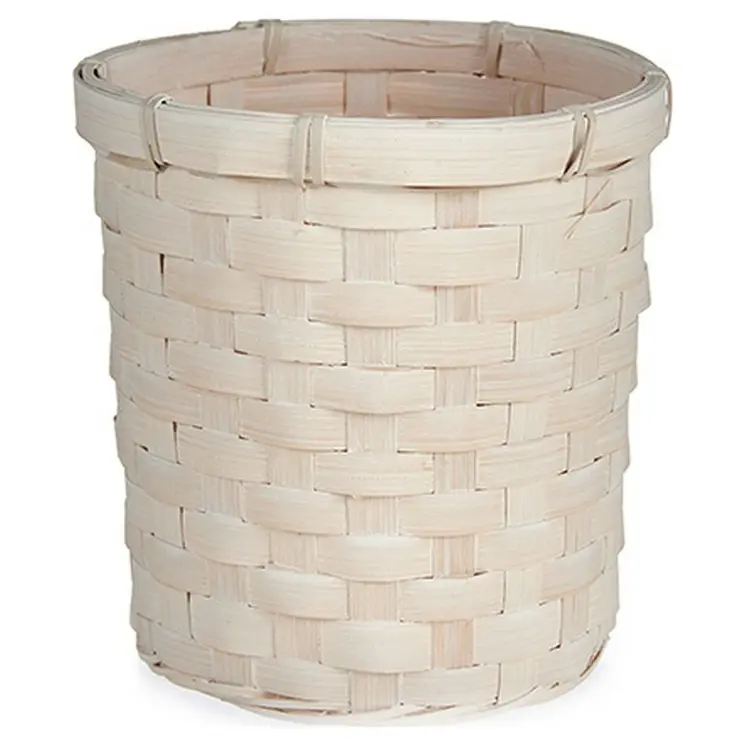 Planter 17 x 15 x 17 cm White PVC Bamboo