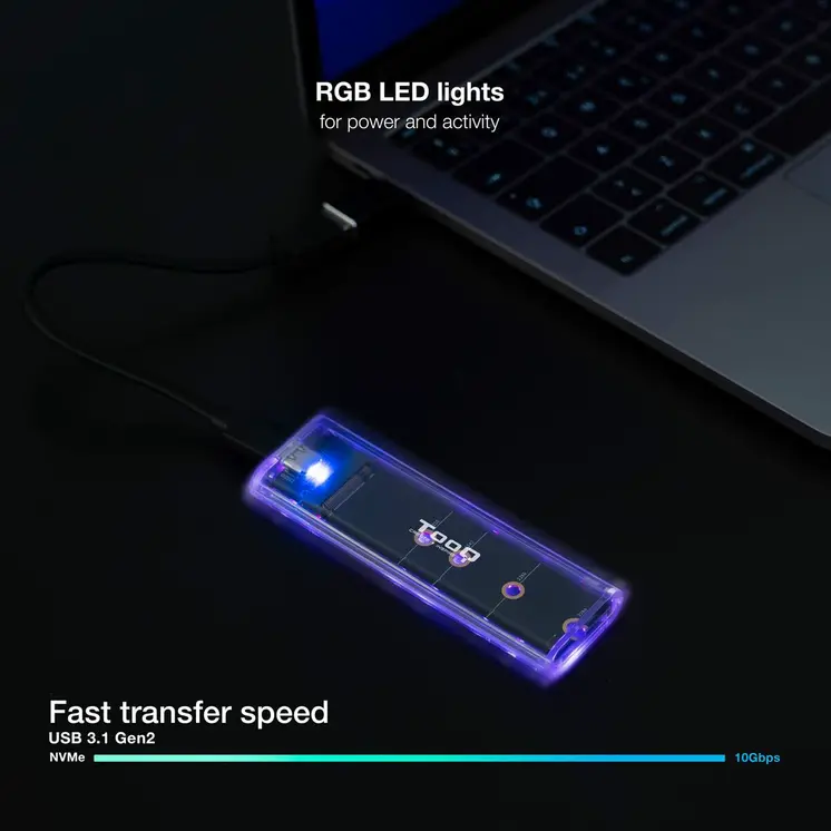Hard drive case TooQ TQE-2200 Transparent USB USB-C