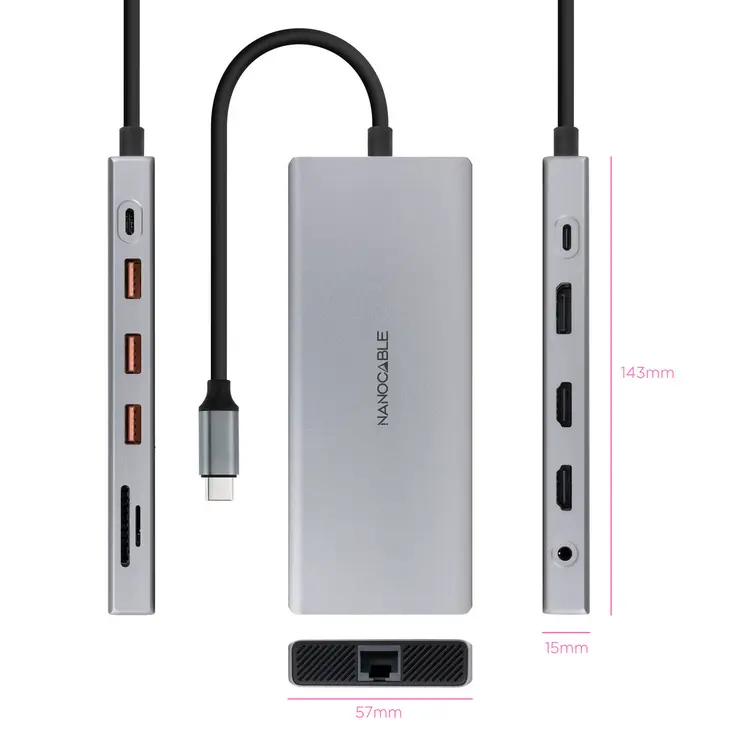 USB Hub NANOCABLE Grey 100 W