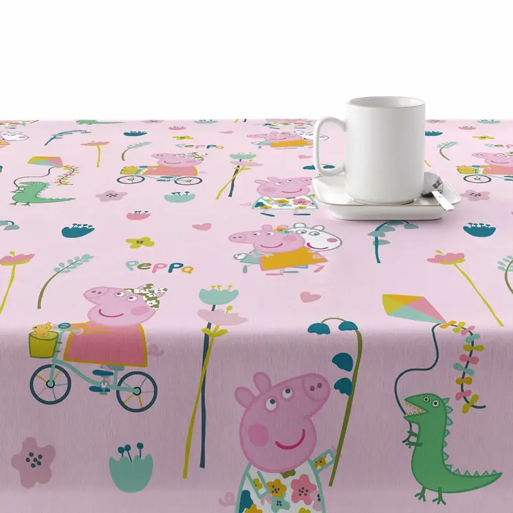 Stain-proof resined tablecloth Peppa Pig Free Time 1 Multicolour 150 x 150 cm