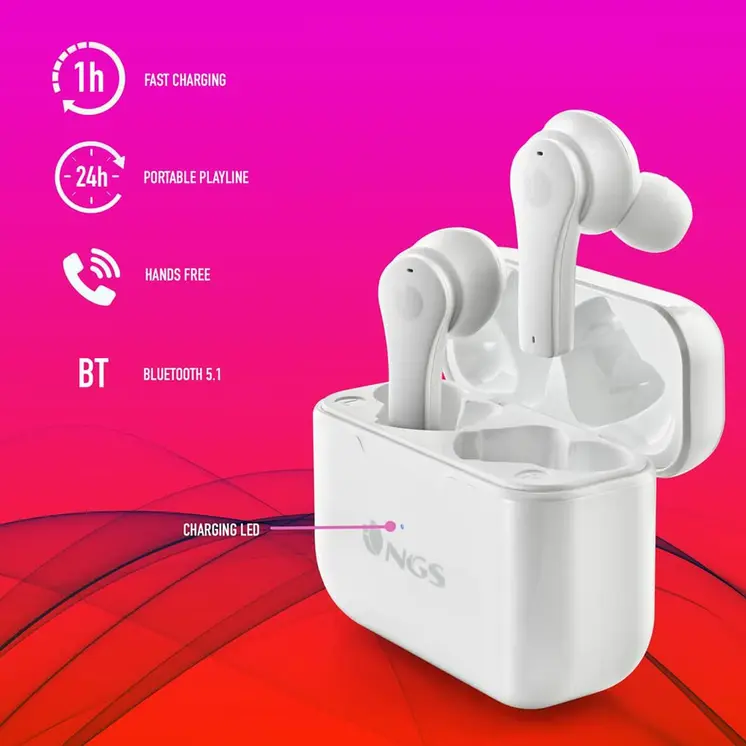Bluetooth Headphones NGS ARTICABLOOMWHITE White Black