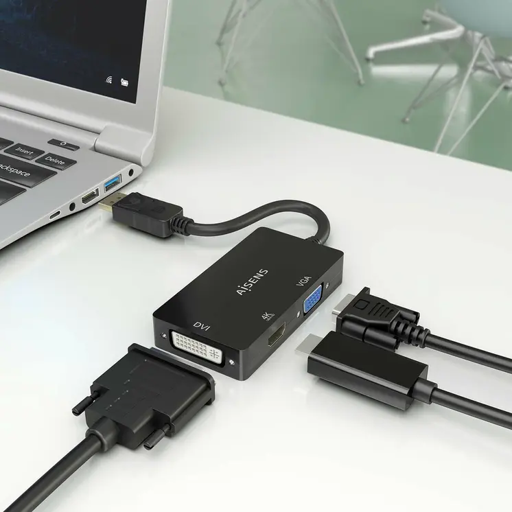 DisplayPort to VGA / HDMI / DVI-D adapter Aisens A125-0861 Black