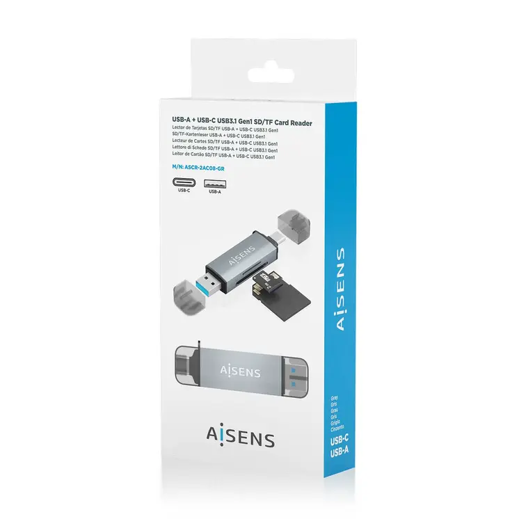 External Card Reader Aisens ASCR-2AC08-GR Grey Multicolour