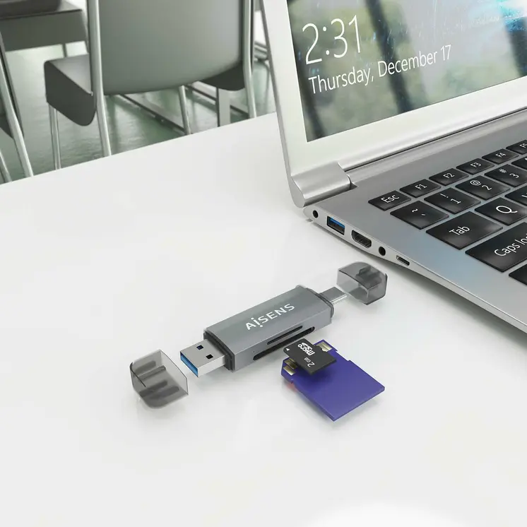 External Card Reader Aisens ASCR-2AC08-GR Grey Multicolour