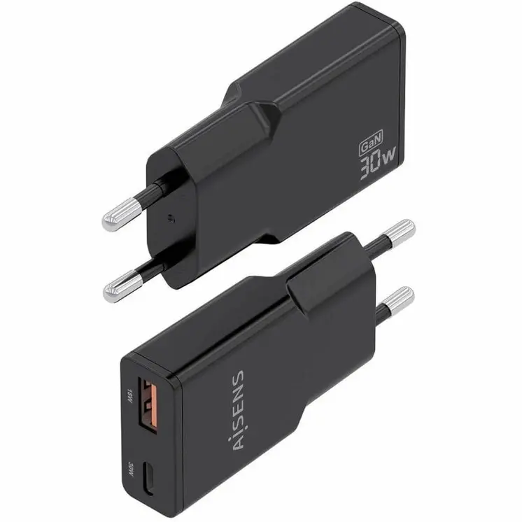 Wall Charger Aisens ASCH-30W2P047-BK Black 30 W