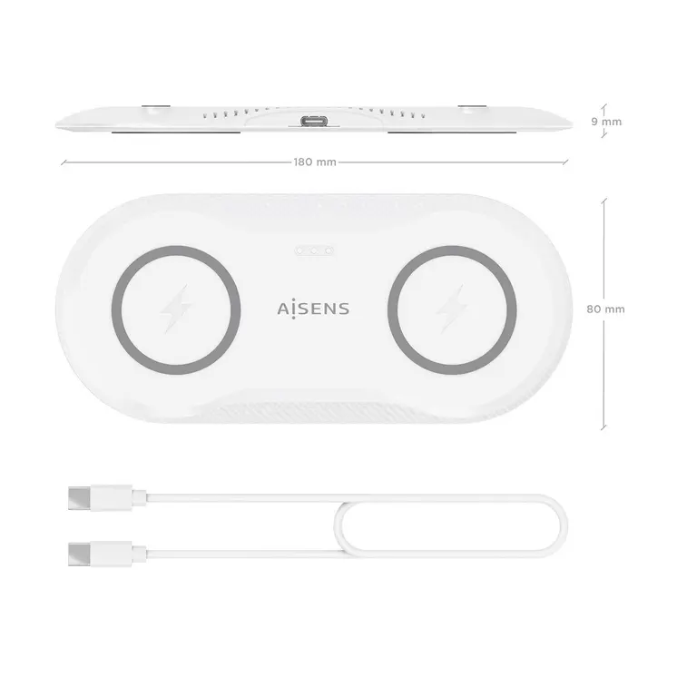 Cordless Charger Aisens ASCH-15W2WC059-W White