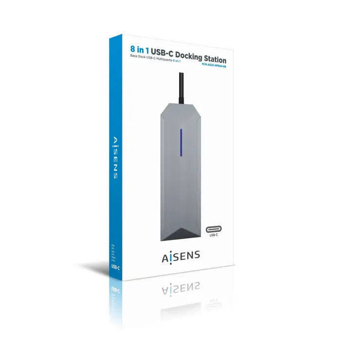 USB Hub Aisens ASUC-8P004-GR Grey 100 W 4K Ultra HD (1 Unit)