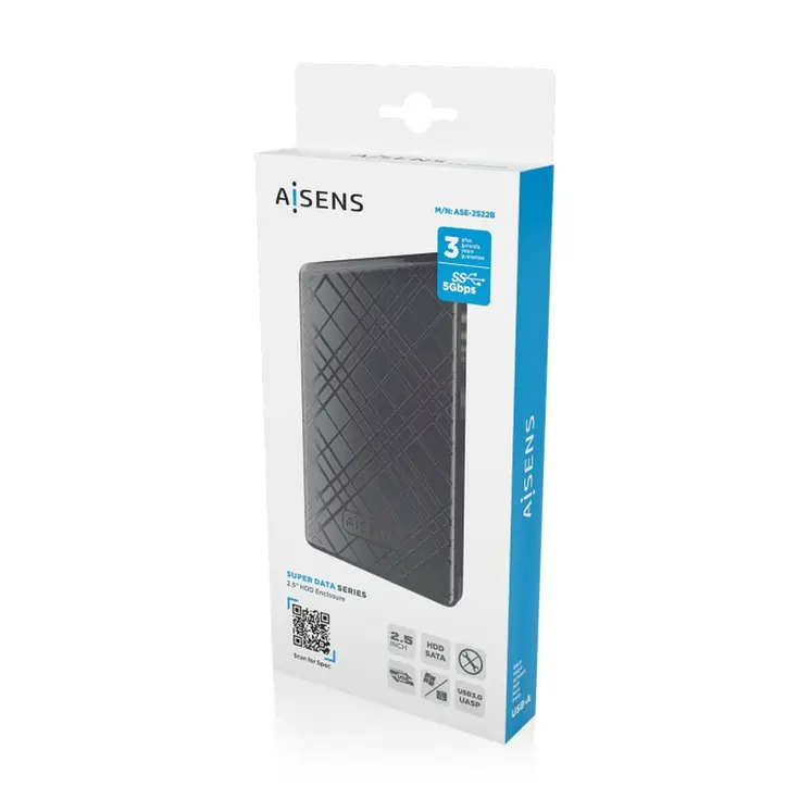 External Hard Drive Aisens ASE-2522B Black