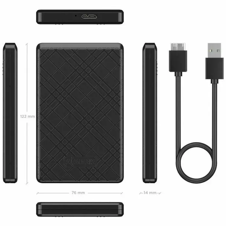 External Hard Drive Aisens ASE-2522B Black