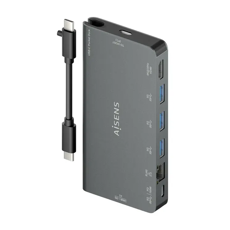 USB Hub Aisens ASUC-8P015-GR Grey Multicolour (1 Unit)
