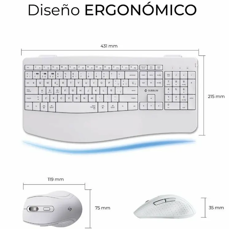Keyboard and Mouse Subblim SUBKBC-DCOPW1 White