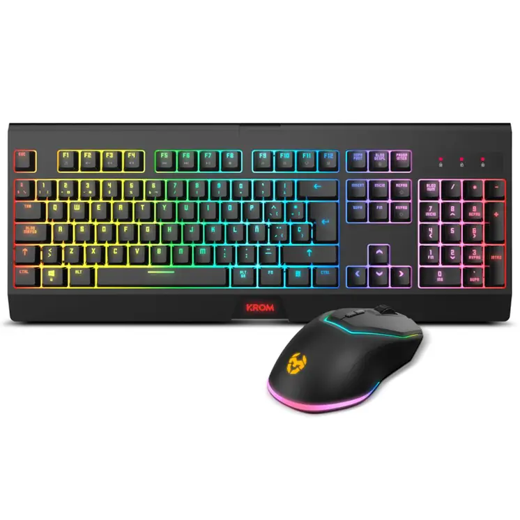 Keyboard Krom NXKROMKBLSP Black Spanish Qwerty