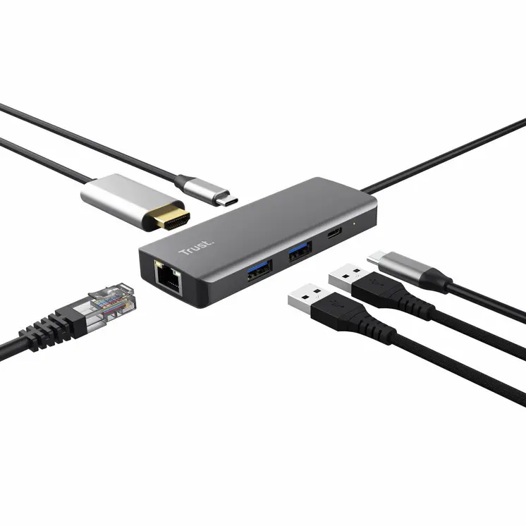USB Hub Trust 24968 Silver (1 Unit)