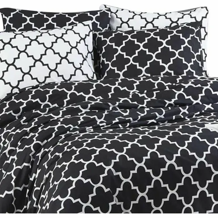 Duvet cover set Black Super king 3 Pieces