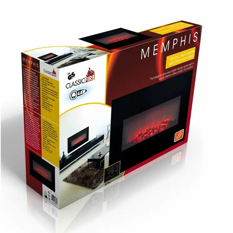 Decorative Electric Chimney Breast Classic Fire Memphis Black 1800 W 66 x 13 x 46 cm