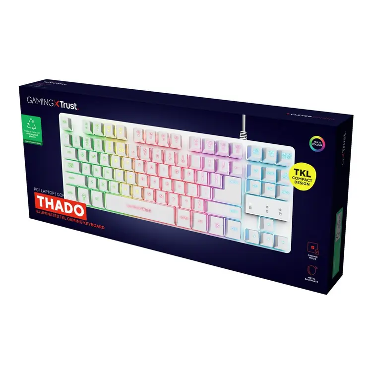 Gaming Keyboard Trust GXT 833W THADO White Multicolour QWERTY Qwerty US