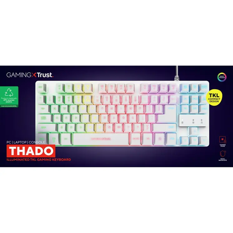 Gaming Keyboard Trust GXT 833W THADO White Multicolour QWERTY Qwerty US