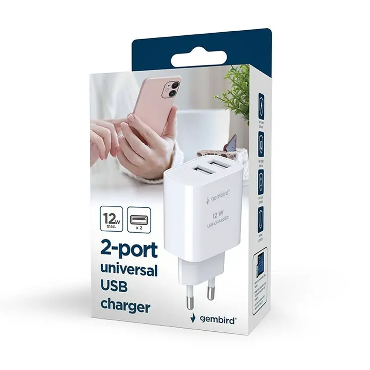 Wall Charger GEMBIRD TA-UC-2A12-01 White 12 W 24 W