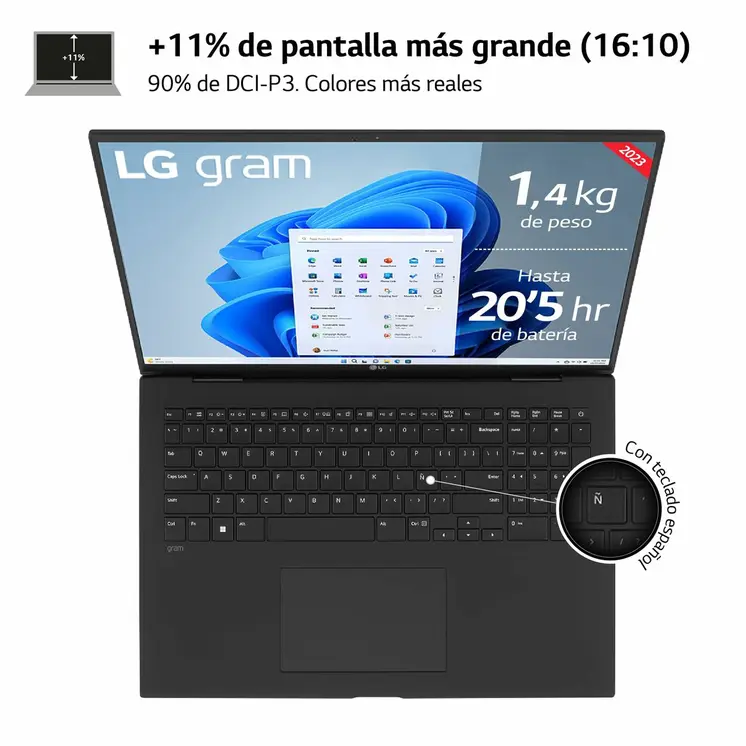 Laptop LG 17Z90R-E.AD75B 17" i7-1360P 32 GB RAM 512 GB SSD NVIDIA GeForce RTX 3050 Spanish Qwerty