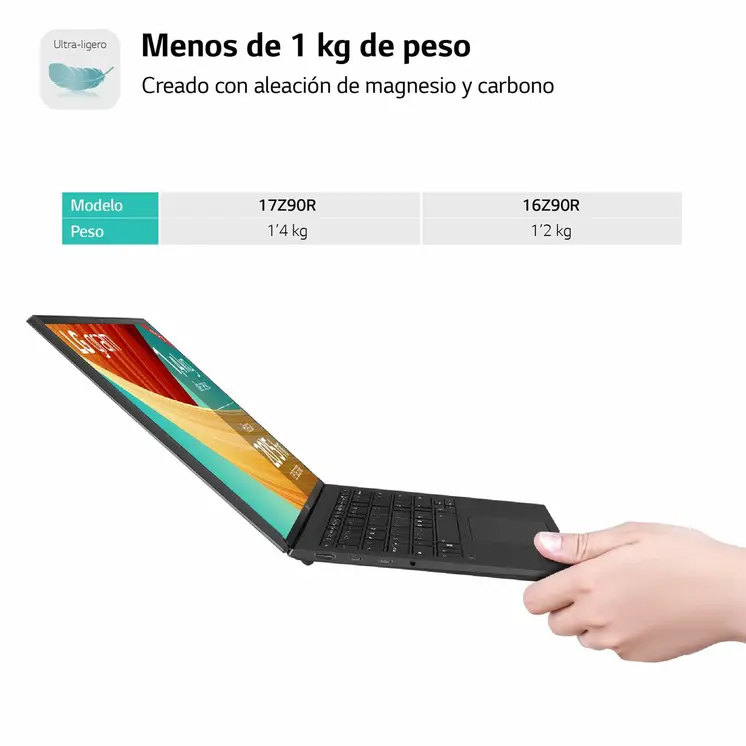 Laptop LG 17Z90R-E.AD75B 17" i7-1360P 32 GB RAM 512 GB SSD NVIDIA GeForce RTX 3050 Spanish Qwerty