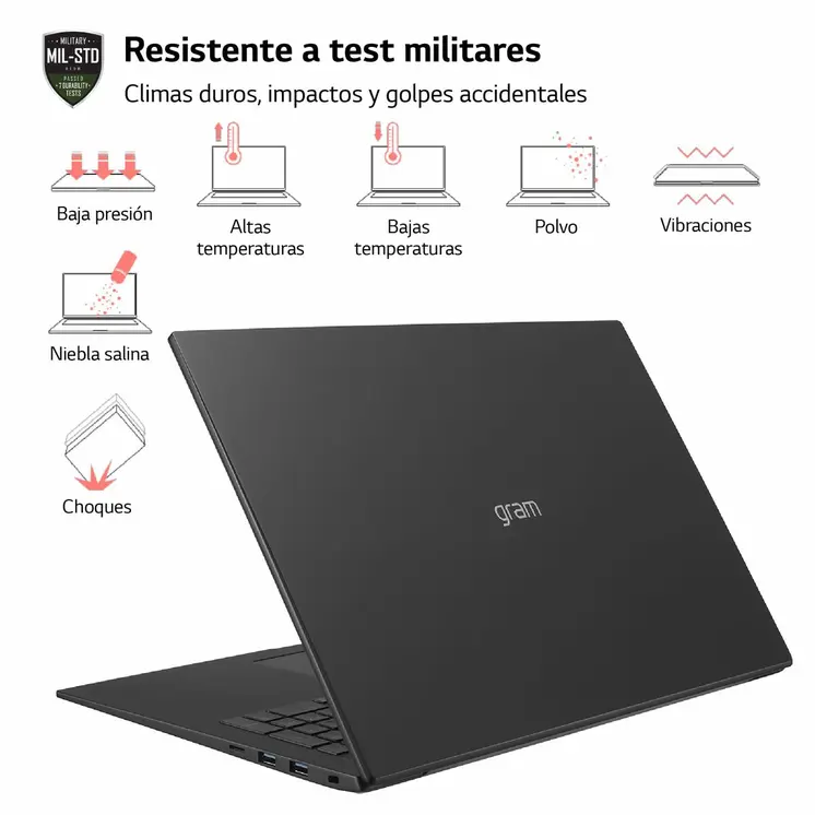 Laptop LG 17Z90R-E.AD75B 17" i7-1360P 32 GB RAM 512 GB SSD NVIDIA GeForce RTX 3050 Spanish Qwerty
