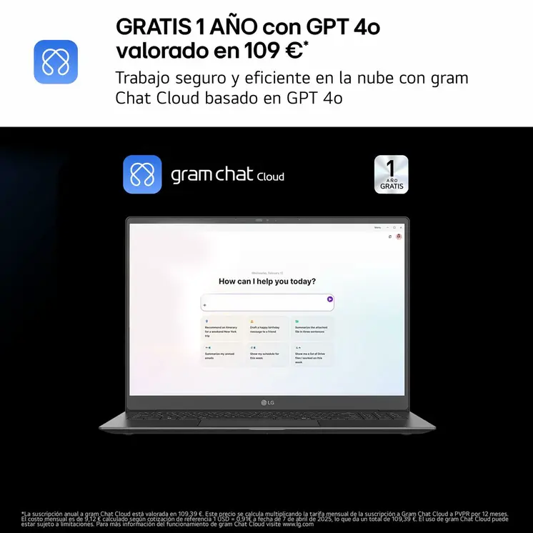 Laptop LG 14ZD90T-G.AX78B 14" 16 GB RAM 1 TB SSD Spanish Qwerty