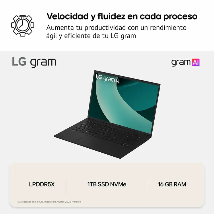Laptop LG 14ZD90T-G.AX78B 14" 16 GB RAM 1 TB SSD Spanish Qwerty