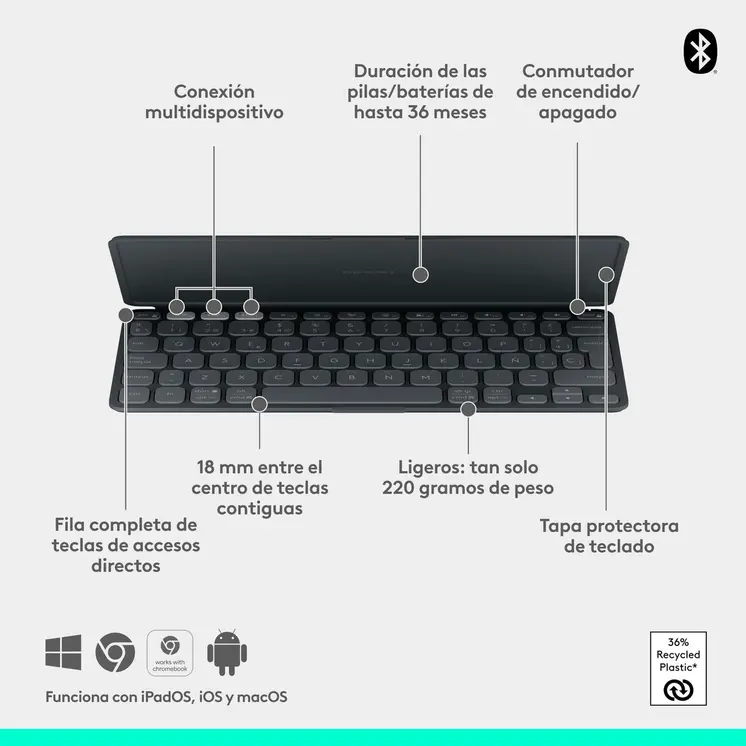 Keyboard Logitech 920-012973 Graphite Spanish QWERTY