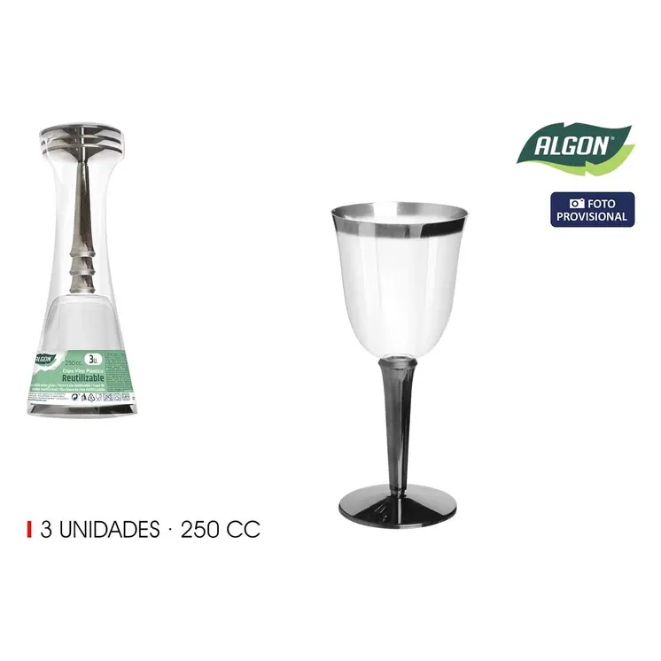 Wine glass Algon 3 Pieces (12 Units)
