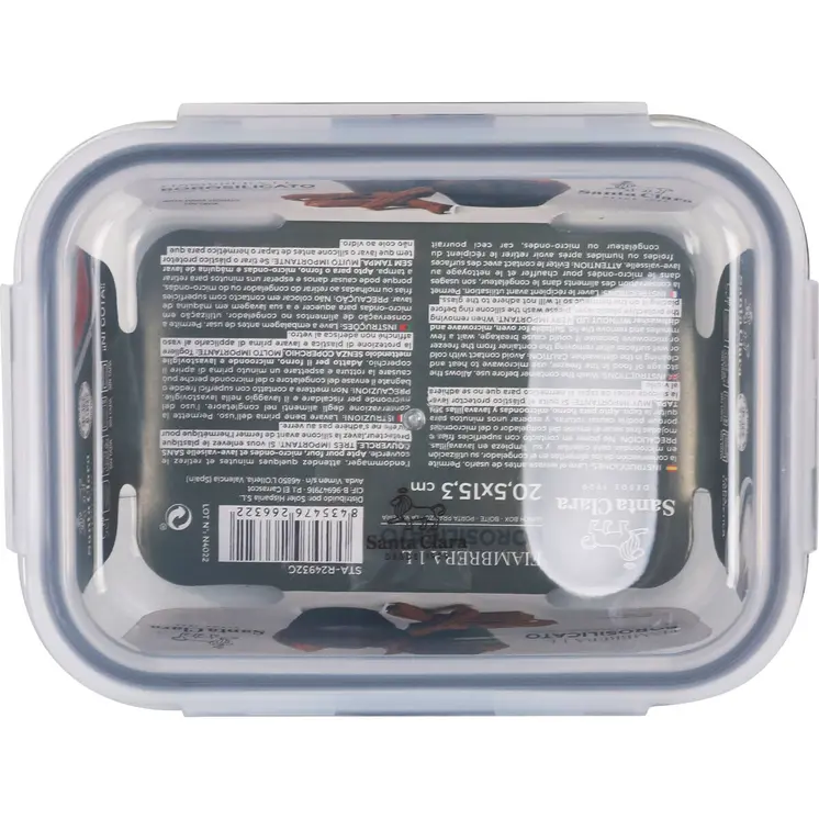 Hermetic Lunch Box Santa Clara Transparent Rectangular 1L (6 Units)