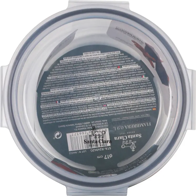Hermetic Lunch Box Santa Clara Transparent Ø 17 cm 0,9 l (6 Units)