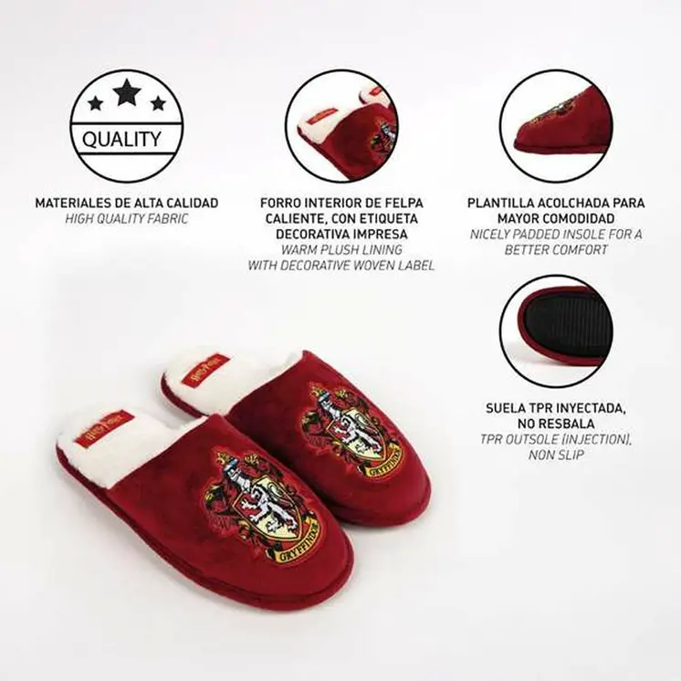 House Slippers Harry Potter Gryffindor  Red