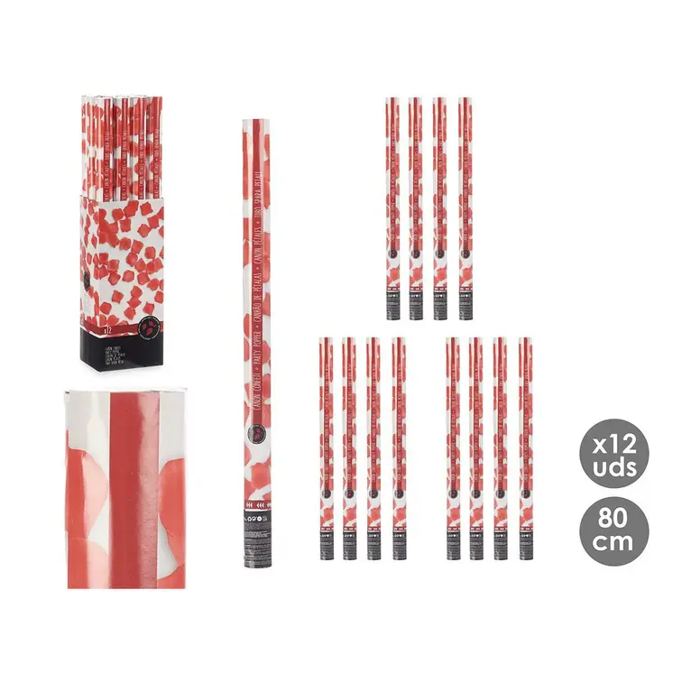 Confetti cannon 9119-80 Red Paper Cardboard Plastic 5 x 79 x 5 cm (12 Units)