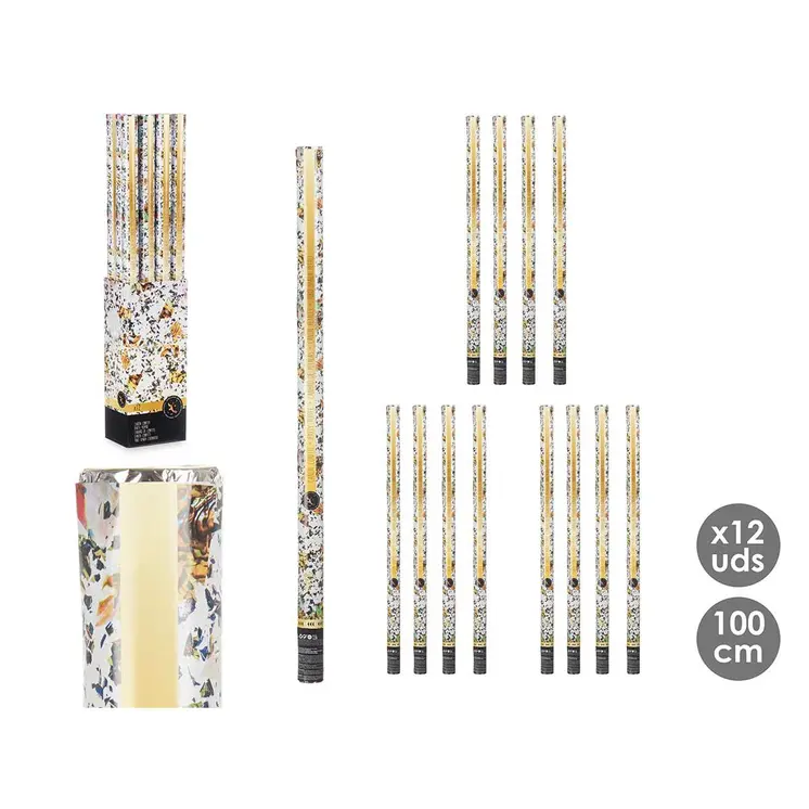 Confetti cannon 9901-100 Multicolour Paper Cardboard Plastic 5 x 99 x 5 cm (12 Units)