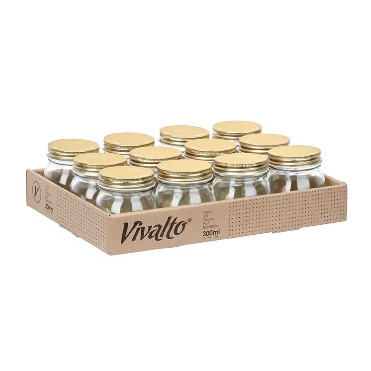 Jar Vivalto CWDH04-12PK Transparent Golden 300 ml (12 Units)
