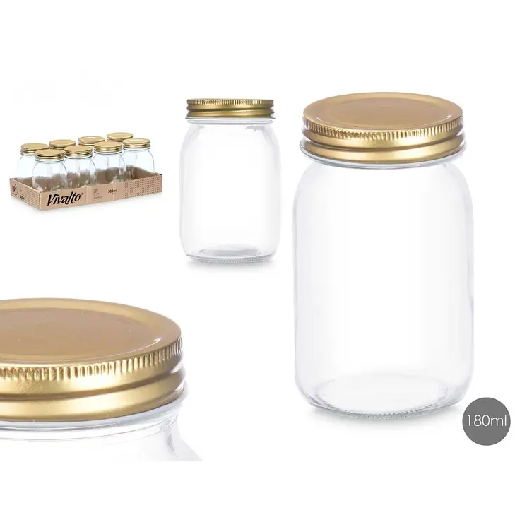 Jar Vivalto CWDH03-8PK Transparent Golden 500 ml (8 Units)