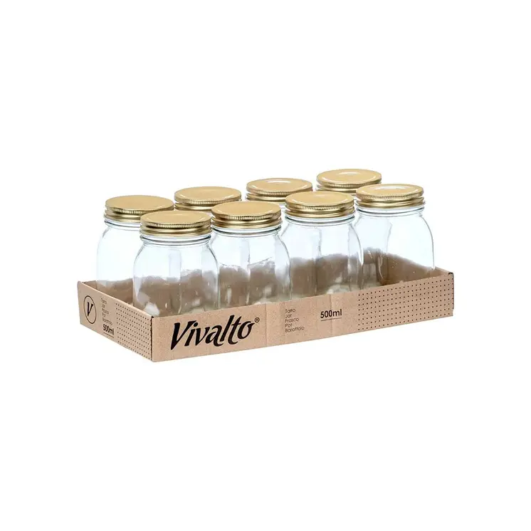Jar Vivalto CWDH03-8PK Transparent Golden 500 ml (8 Units)
