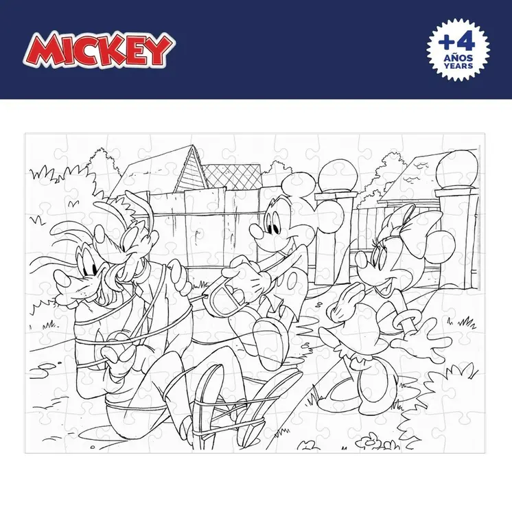 Child's Puzzle Mickey Mouse Double-sided 108 Pieces 70 x 1,5 x 50 cm (6 Units)