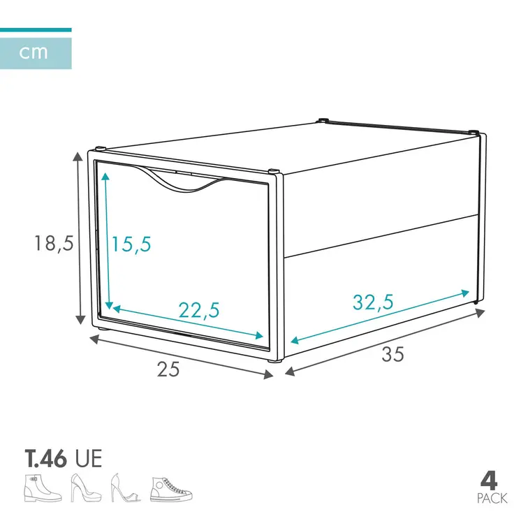 Stackable shoebox Max Home polypropylene ABS 25 x 18,5 x 35 cm (4 Units)