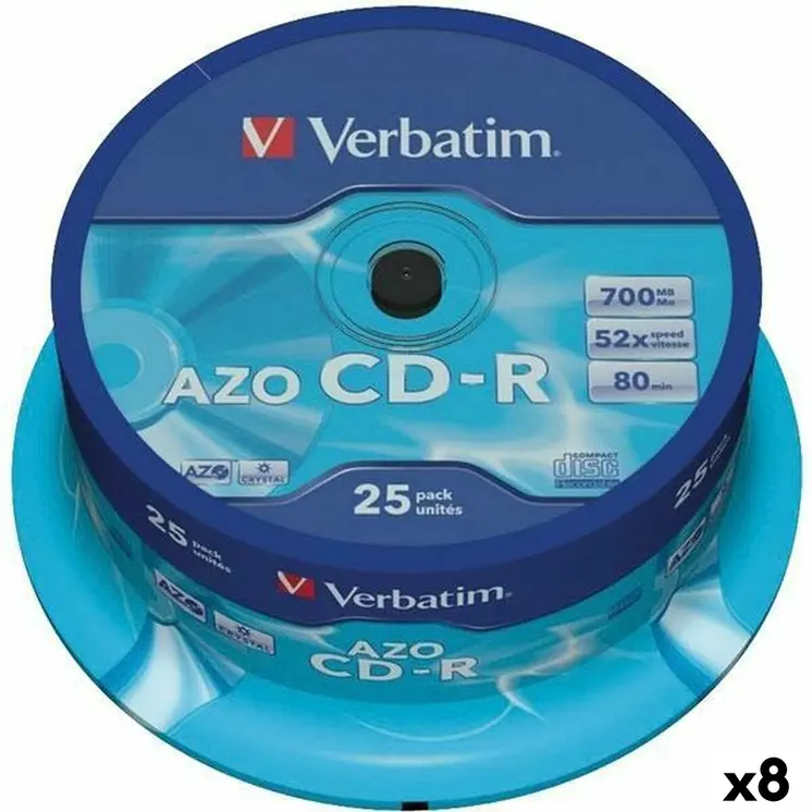 CD-R Verbatim Azo 700 MB 52x 25 Pieces (8 Units)
