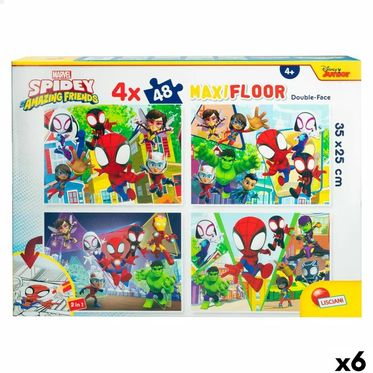 4-Puzzle Set Spidey 35 x 1,5 x 25 cm 48 Pieces (6 Units)