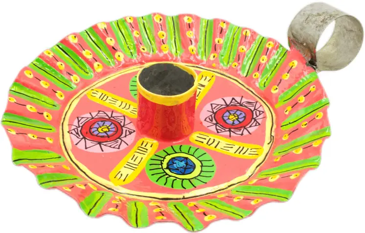 Handmade & Painted Metal Candle Holder