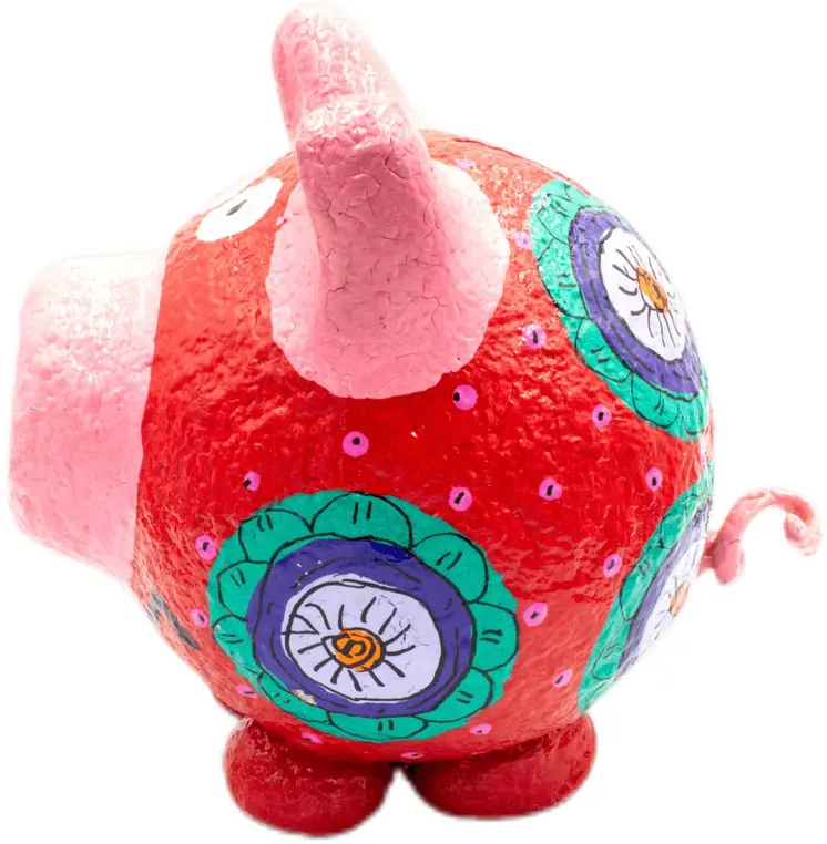 Handmade & Painted Paper Mache Piggy Bank