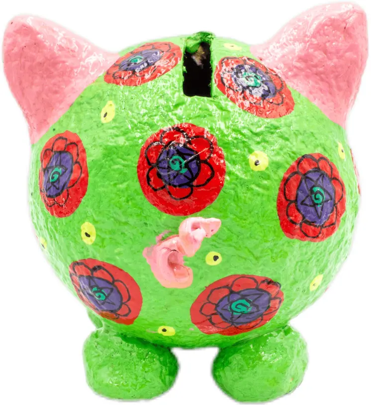Handmade & Painted Paper Mache Piggy Bank