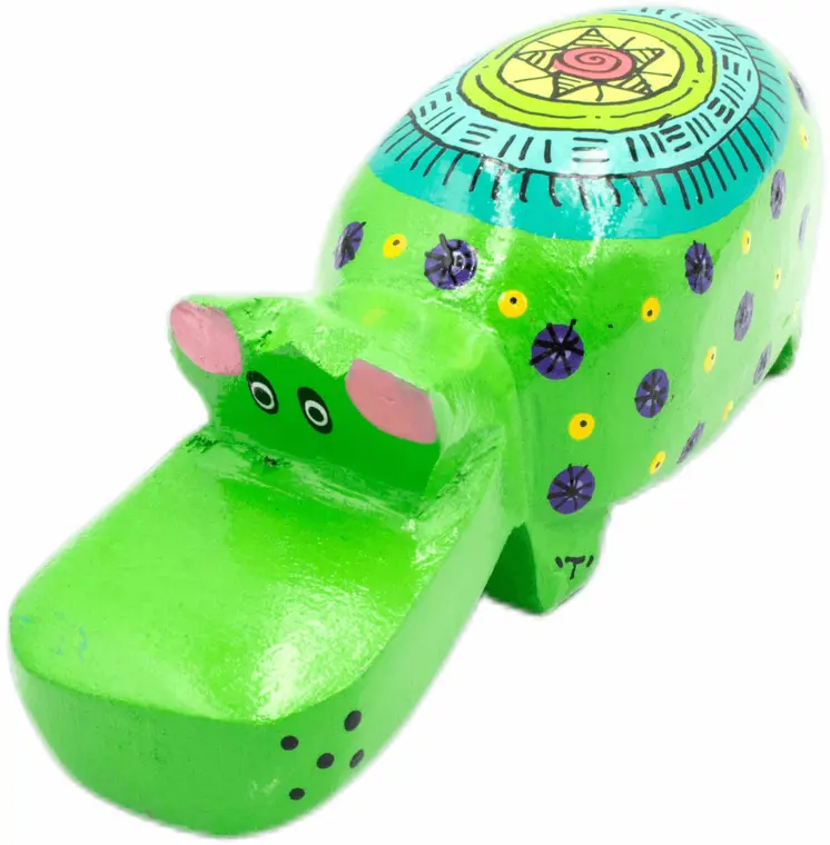 Handmade & Painted Wood Hippo