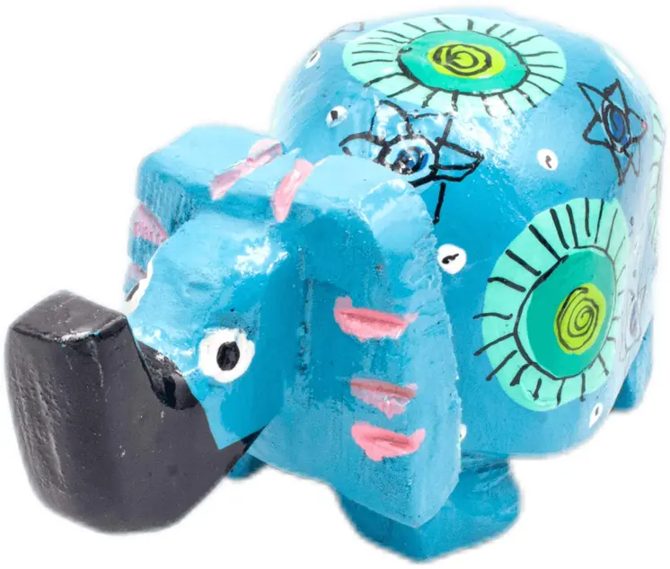 Handmade & Painted Wood Elephant