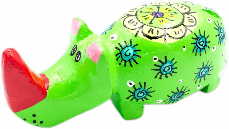 Handmade & Painted Wood Rhino