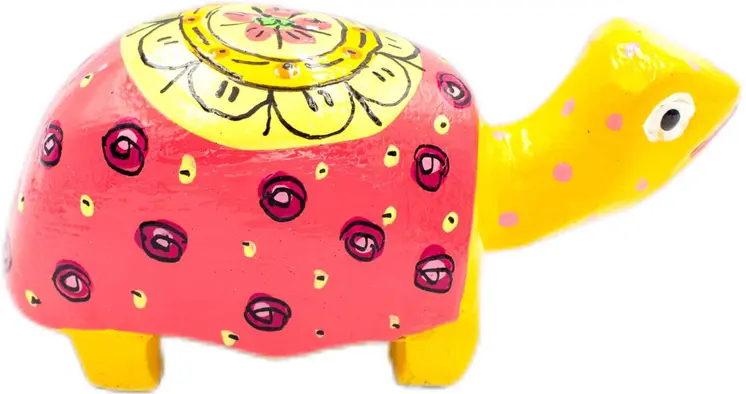 Handmade & Painted Wood Tortoise