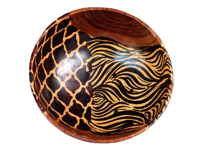 Wooden Bowl - With Animal Print Pattern